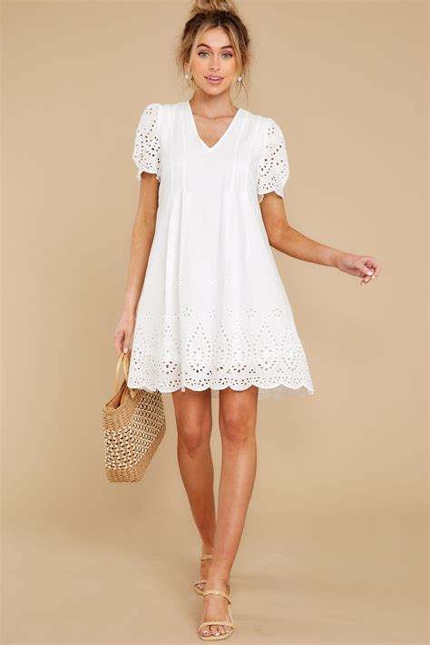 White Eyelet lace poplin dress 